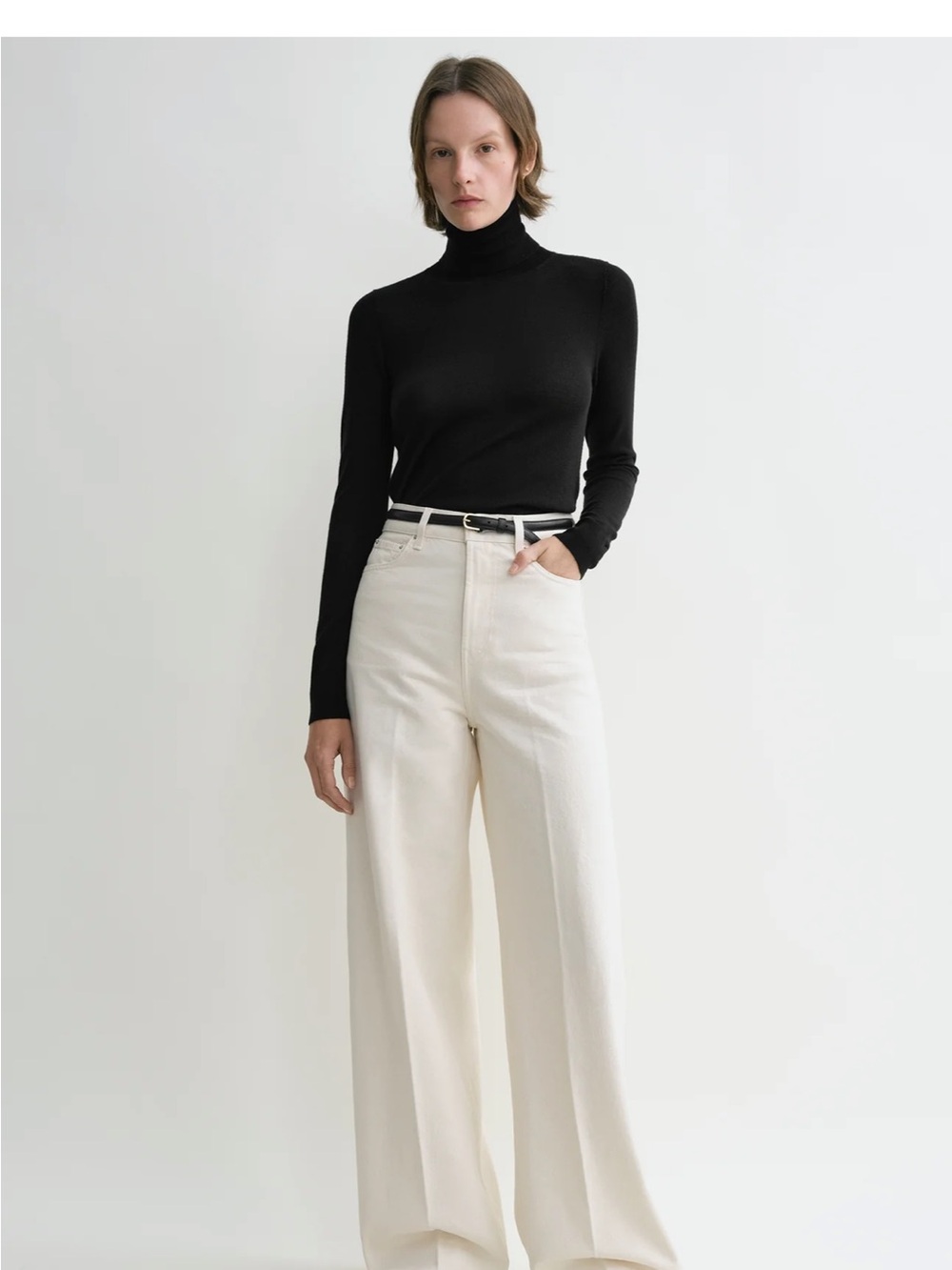 Toteme Cream Wide Leg Jeans Ecru